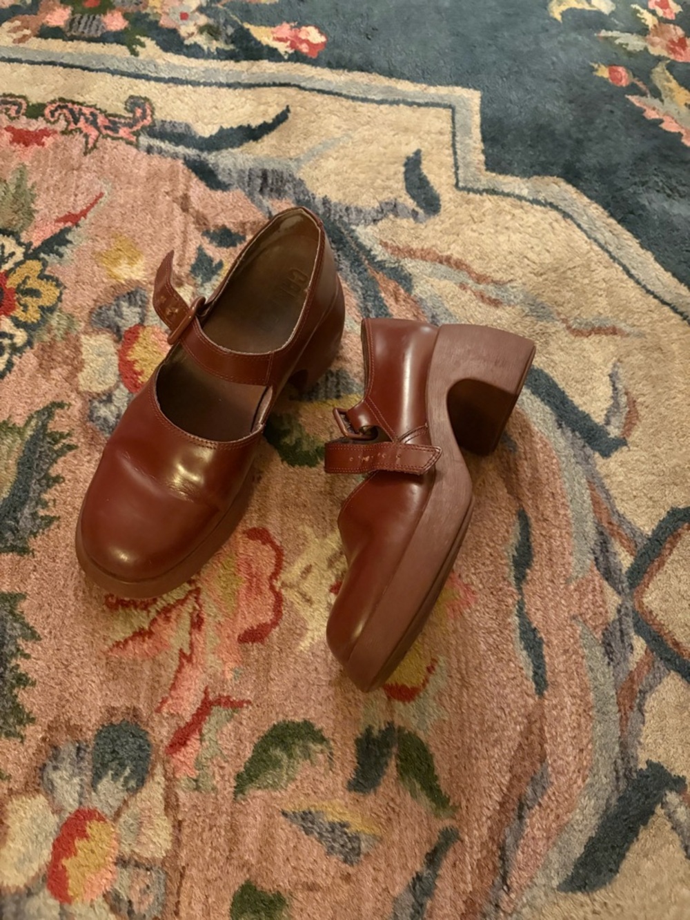 CAMPER Thelma Women’s Dark Red Mary Jane Platform Heels